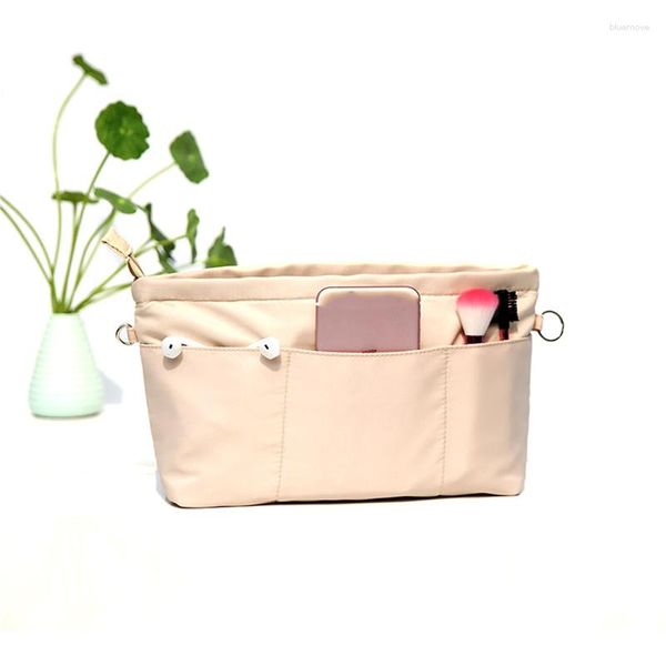 Kosmetiktaschen für Damen, einfarbig, Kordelzug, Handtasche, Geldbörse, Einsatz, Organizer, Nylontasche, tragbar, Finishing