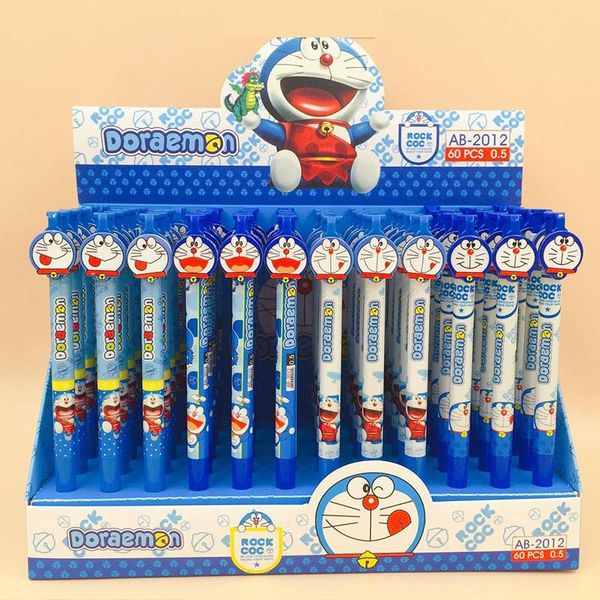 Stifte 60 PCs/Los kreatives Doraemon Pressgel Pen niedlich 0,5 mm schwarzer Tinte Signature Stifte Werbegeschenk Office School Supplies