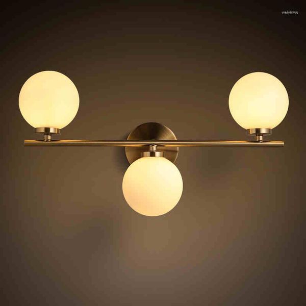 Lampade da parete American Modern Minimalista Round Glass Ball Lamp Camera da letto Balcone Corridoio Bagno Beanstalk