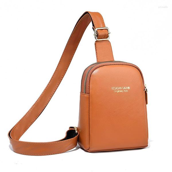 Abendtaschen 2023 Doppeler Reißverschluss kleiner Brusttasche für Frauen Mode einfach und vielseitig ein Schulter -Crossbody -Handy