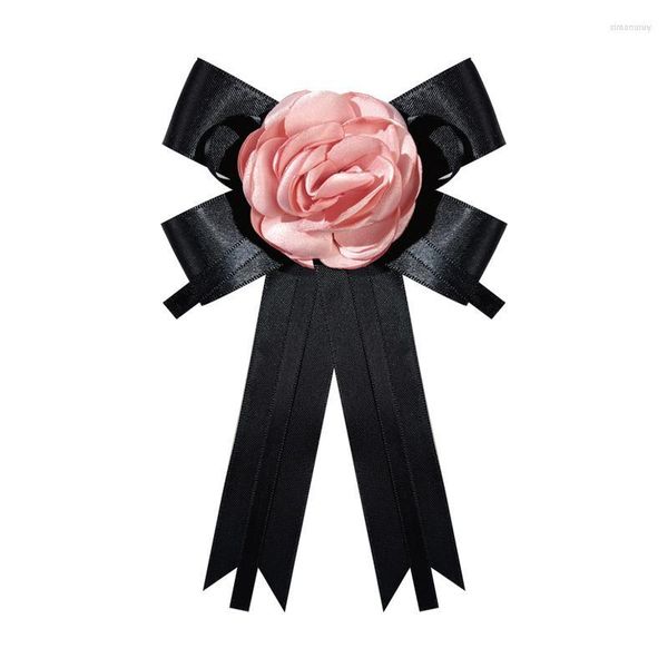 Броши корейский розовый цветок камелии брошь лента галстук-бабочка рубашка в студенческом стиле корсаж мода для женщин аксессуары для одежды
