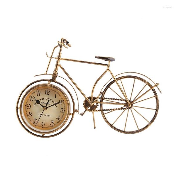 Kits de reparo de relógios vintage tipo bicicleta de ferro relógio de mesa clássico sem tique-taque silencioso retrô bicicleta decorativa para sala de estar estudo café