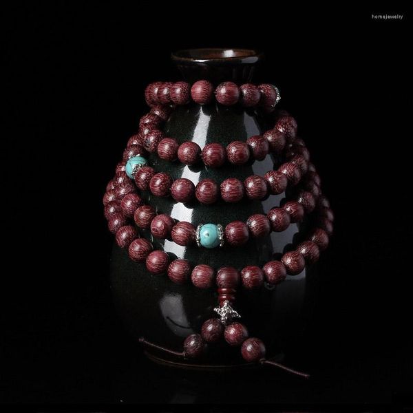 Filo di legno di sandalo braccialetto viola Buddha perline nucleo viola ematossilina 108 pezzi palissandro