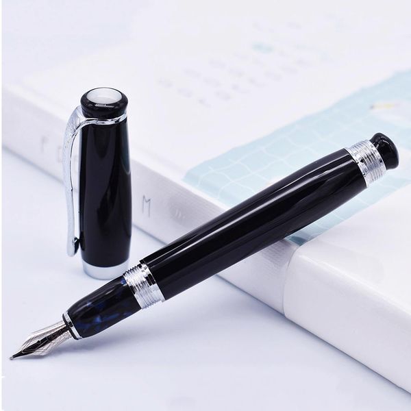 Pens Duke Tutor Metal Metal Black Fountain Pen White Pearl On Top Ink cane