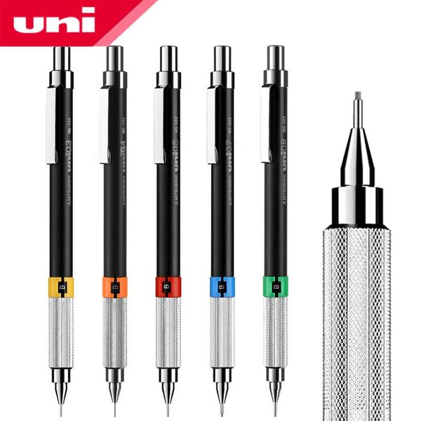 Lápis 1pcs uni mitsubishi lápis M5552 0,3/0,5/0,7mm desenho profissional Automático portador de caneta de metal de metal automático pintura de estudante