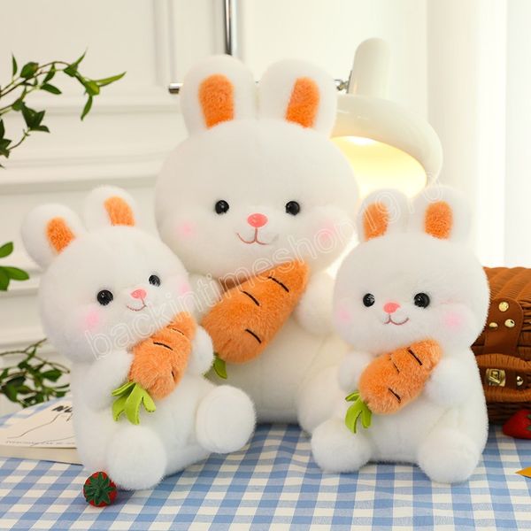 Kawaii weiches Kaninchen mit Karotten-Plüschspielzeug, Stofftierkissen, schönes Kaninchenkissen, Babybeschwichtigungspuppen, süßes Geburtstagsgeschenk