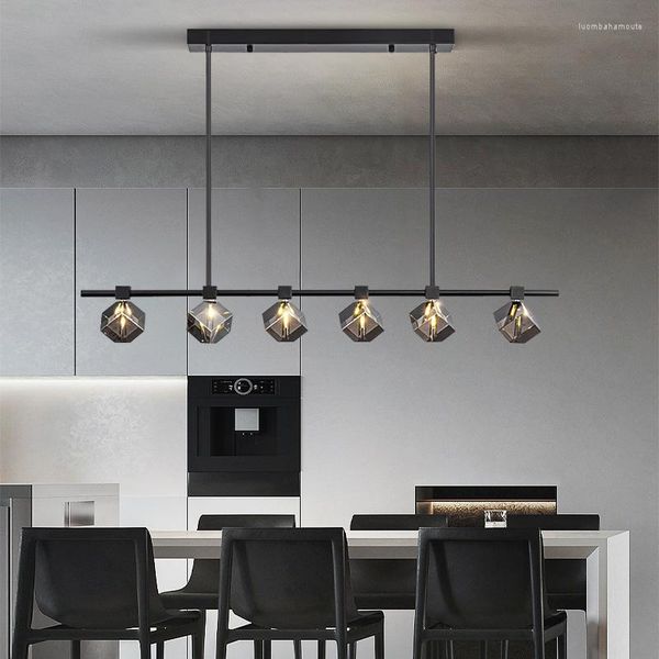 Lampadari Lampadario di cristallo moderno per cucina ad isola Stile singolo Hanging Decor Sala da pranzo Lampada a Led Cristal Lustre Black