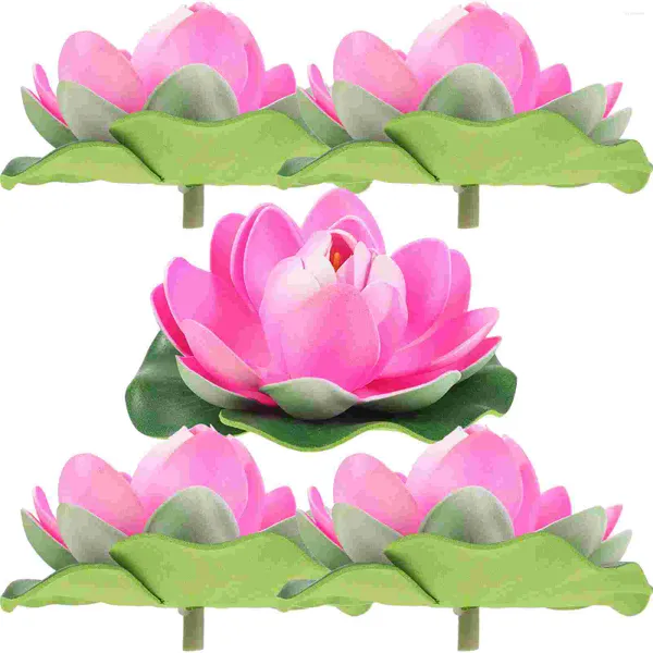 Simulação de flores decorativas Enfeites de flor de lótus simulados de folha de lótus Peças centrais flutuantes