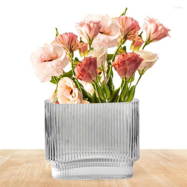 Vasos Vaso De Vidro Transparente Criativo Vaso De Flores De Boca Larga À Prova De Vazamento Com Canelas Recipiente Floral Para Peças Centrais Decoração Da Sala De Estar