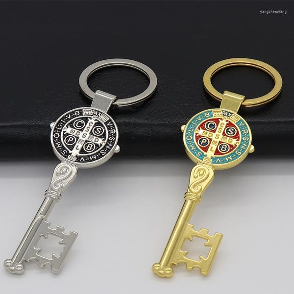 Chaveiros São Bento Pingente Ornamento em Forma de Chave Católico Cristão Cadeia de Artesanato Religioso