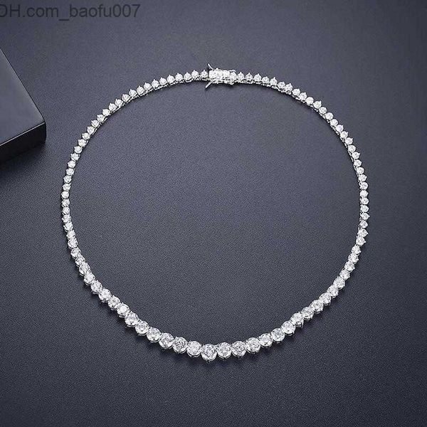 Anhänger-Halsketten fashionTrendy Halskette Lab Diamond Stone White Gold Filled Chorker Pendant Necklaces for Women Bridal Party Wedding Jewelry Z230629