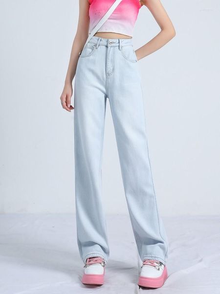 Женские джинсы GUUZYUVIZ Lyocell Wide Leg Woman Summer Thin High Waist Loose Casual Straight Denim Pants