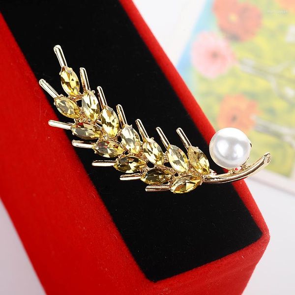 Spille moda coreana perla di cristallo spilla orecchio di grano cappotto da donna semplice abito da festa di nozze gioielli amicizia regalo pin