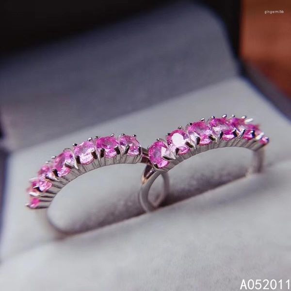 Кольца кластера KJJEAXCMY Ювелирные украшения натуральный розовый сапфир стерлингового серебра 925 роскошные женские регулируемые кольца поддержка тест