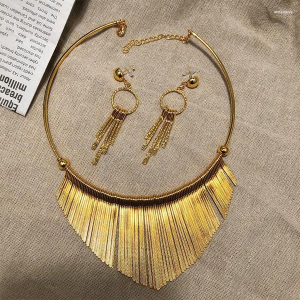 Halskette Ohrringe Set äthiopisches Gold Farbe 24k große Münze Anhänger Ohrring Dubai Geschenke für Frauen afrikanische Hochzeit