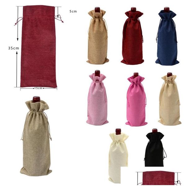 Geschenk Wrap Jute Wein Taschen Rote Flasche Ers Champagner Beutel Sackleinen Verpackung Tasche Sublimation Wraps Weihnachten Hochzeit Party Dekoration Dr Dhtxz