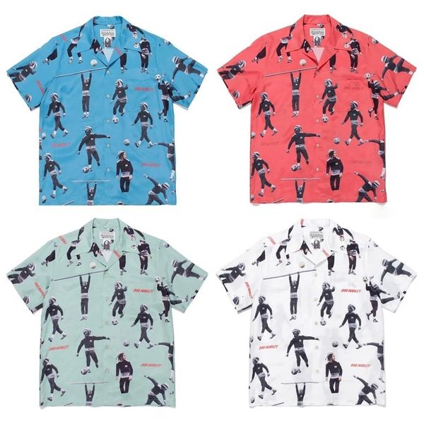 Camisas sociais masculinas soltas verão estampadas masculinas femininas fashion camisetas WACKO MARIA camisa havaiana de manga curta 230629