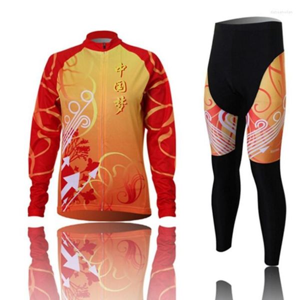 Conjuntos de corrida XINTOWN Calças de jérsei compridas femininas para bicicletas Chinese Dream Pro Team Roupas de ciclismo para ciclismo MTB Camisas de manga comprida