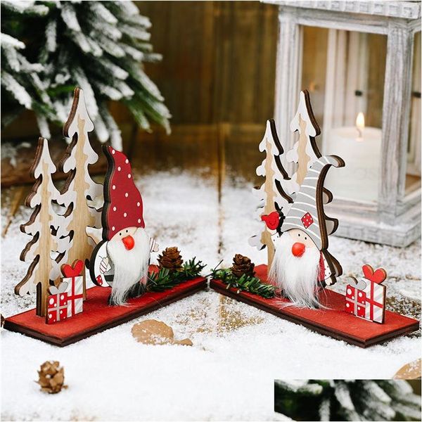 Weihnachtsdekorationen Dekoration Schwedischer Gnom Santa Ornamente Holzbaum Tischdekoration Handgemachtes Spielzeug Urlaub Party Geschenk JK2010XB Drop Dhlg8