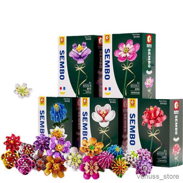 Blocchi Blocchi di costruzione Nuovi mini mazzi di fiori Piante Street View Decorazione Tulip Lilla Daisy Lotus Modelli Giocattoli per bambini Ragazza regalo R230629