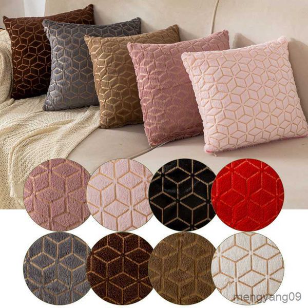 Cuscino / Decorativo 43 * 43 cm Federe morbide in peluche Fodere geometriche in tinta unita Fodere per cuscini Custodie decorative per auto per la casa R230629