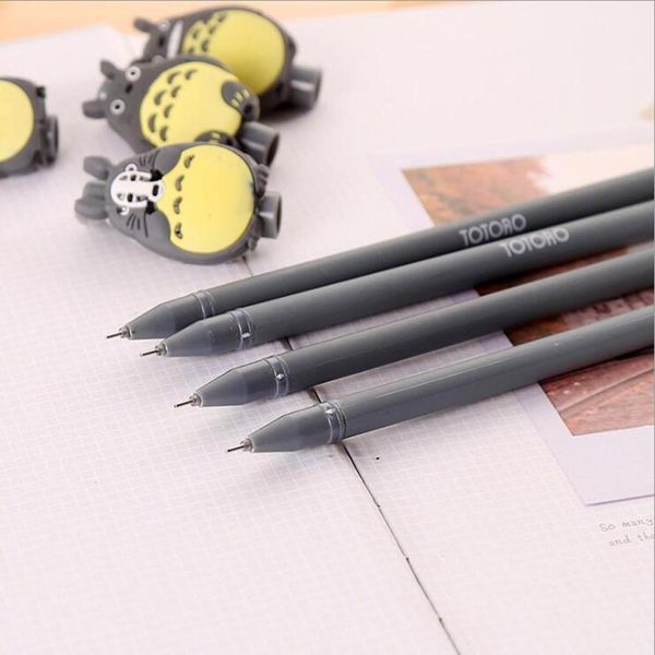 Stifte 50pcs/Grundstücke Kawaii Cartoon Totoro Gel Stifte Süßes Tier 0,5 mm schwarzer Gel Tinte Stift School Stationery Office Supplies Geschenk Geschenk