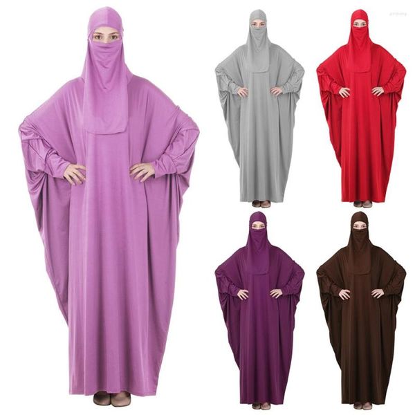 Abbigliamento etnico Donne musulmane Jilbab Abito da preghiera monopezzo Abaya islamico Dubai turco Abito nero turco Abito Ramadan a copertura totale