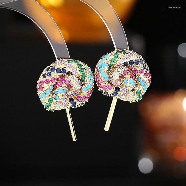 Orecchini pendenti Sweet Cute Lollipop Women Fashion Brand Jewellery Colorful Cubic Zirconia Statement Stud
