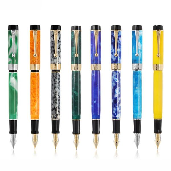Pens Jinhao 100 Centennial Resin Classic Fountain Pen EF/F/M/Bent Nib Golden Clip Converter Multicolor para Escreva Pen do Presente de Escrita