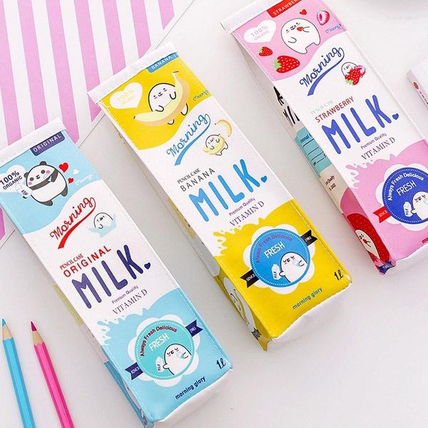 Cartoon süße Milch Box geformt Bleistift Taschen kreative einfache einlagige Student tragbare Tasche