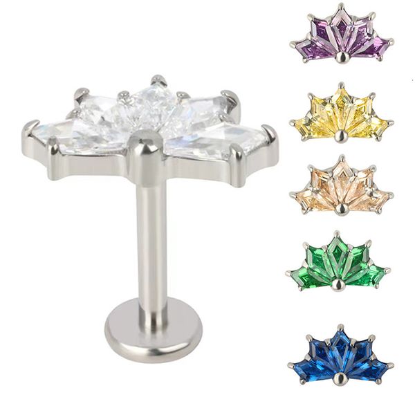 Navel Bell Button Rings G23 Ear PIERC 5 Kite Shape CZ Pavimentato Top Labret Lip Ring Cartilagine Tragus Orecchino Helix Fashion Body Piercing Jewelry 230628