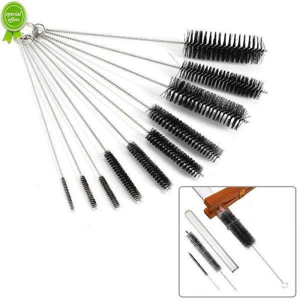 10 pçs = 1 conjunto de escova de cabelo macio de aço inoxidável tubo de teste de pipeta escova de mamadeira multifuncional conjunto de ferramentas de limpeza doméstica