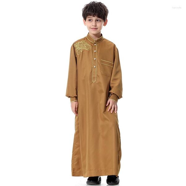 Vestuário étnico Moda Muçulmano Arábia Saudita Botões de bolso Teen Boys Camisa Robe Dubai Emirate Ramadan Boy Vestido Islâmico