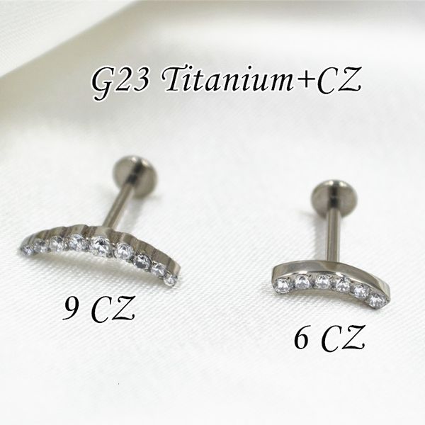 Anéis de botão de sino de umbigo 10 pçs jóias de piercing corporal G23 brilho claro CZ labret barra orelha barra curta Helix Tragus Rook Cartilagem 230628