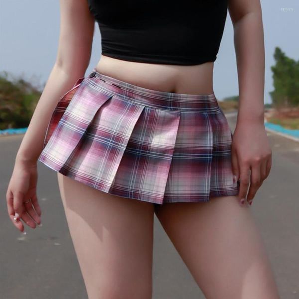 Saias sexy micro mini treliça mulheres menina estudante japonês cintura baixa clube festa saia curta verão moda verificação