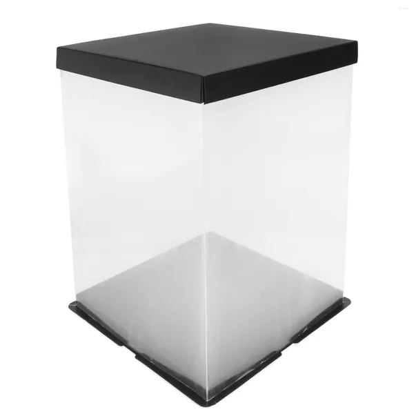 Embrulho para presente Caixa de bolo transparente Recipiente de armazenamento quadrado Caixas de embalagem de alimentos Porta-sobremesa