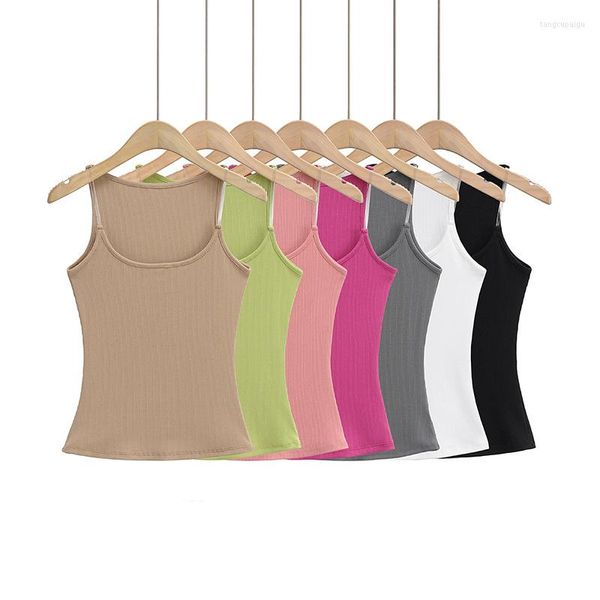 Damen-Tanktops, Sommer-Frauen-Camis, gerippter, unsichtbarer Riemen, Schwarz, Weiß, Rosa, Rose, Khaki, Grün, schmales Tanktop