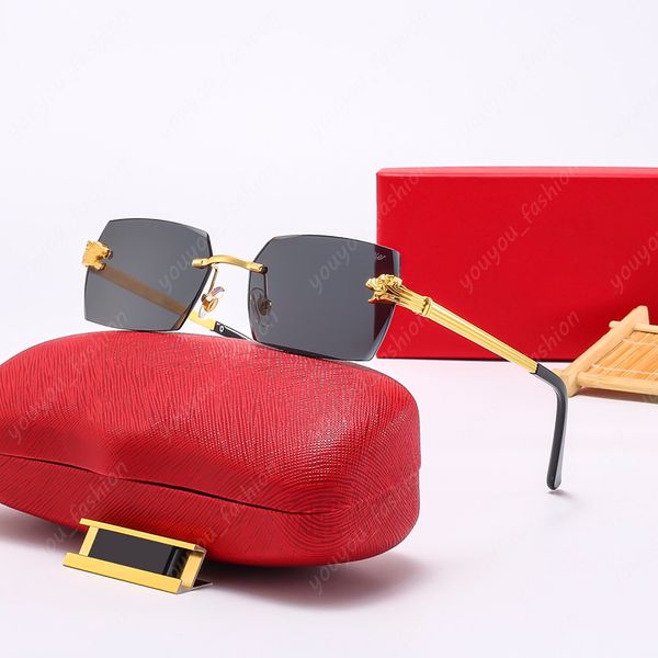 Luxo moldura de ouro óculos de sol designer para mulheres óculos de sol mulheres óculos high-end legal animal cabeça homens óculos de sol quente