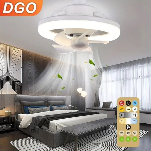 1 pacote, luz de ventilador de LED com rotação de 360 °, ventiladores de teto com controle remoto de luzes, ventiladores de teto de montagem semiembutida com 5 pás, ventilador de teto com led regulável, temporização reversível das pás