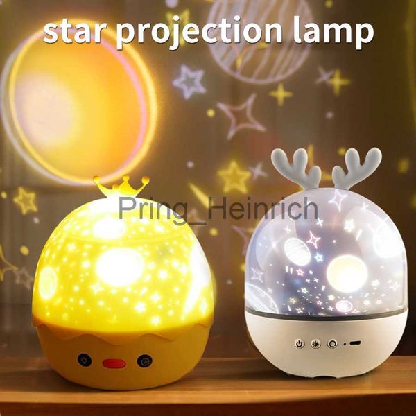 Outra Decoração para Casa Elk Duck Rotating Starry Sky Projector Lamp Crianças Night Light Baby Gift Recarregável Música Bluetooth Speaker Quarto Decoração J230629