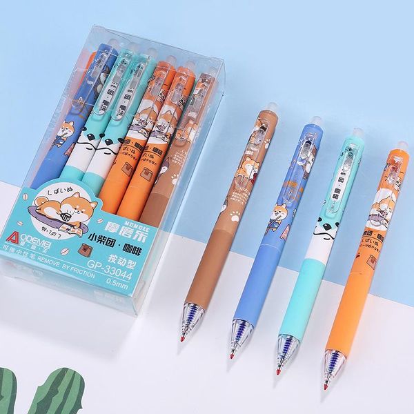 Stifte 36 Stcs/Los löschbarer Hundepresse Gel Stift süß 0,5 mm blau Tinte Neutral Stifte Werbegeschenk für Kinder Schreibwarenschule Vorräte