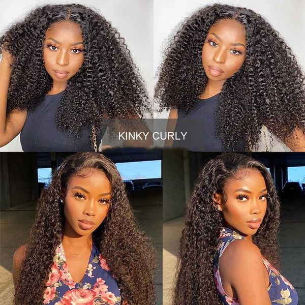 Nxy Kinky Curly Wig Sintético Lace Front Wigs Lace Wig 180% Density Natural Black T Part Lace Frontal Wig With Baby Hair For Women 230524