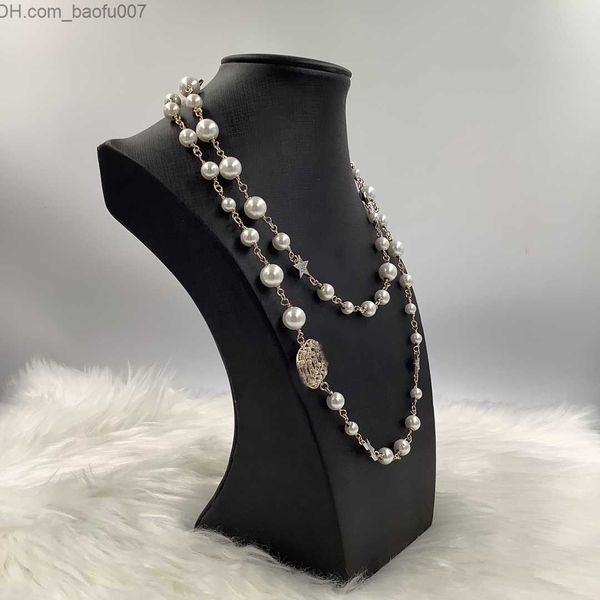 Anhänger Halsketten Modedesigner Halskette Luxusschmuck Lange Anhänger Pullover Halsketten Klassischer Stil Sternschnüre Elegante Perlenkette Doppellette Z230629
