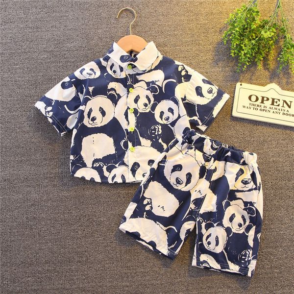 Conjuntos de Roupas Crianças Roupas de Algodão Bebê Esporte Meninos Causal Full Printe Camisa Panda Shorts 2PçsConjuntos Infantis Moda Infantil Fatos de Treino 230628