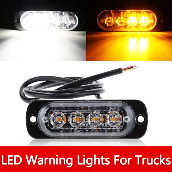 Nuovo Best Seller Car Truck 4 LED Strobe Warning Grill Lampeggiante Traffic Beacon Police Light Breakdown Emergency Signal Lamp Blu Ambra Bianco Rosso