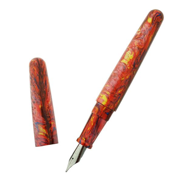 Pens Fuliwen 017 Rotes Harz AcrylicFountain Stift großer Größe Tintenstift mit einzigartigem silbernen Schlangenring EF/F/M NIB Luxusgeschenk für Bürohaus