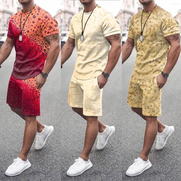 Tute da uomo Summer 3d Full Beer T-shirt stampata Set Casual Fashion Fun Style Of Clothes Street Wear Pantaloncini con coulisse