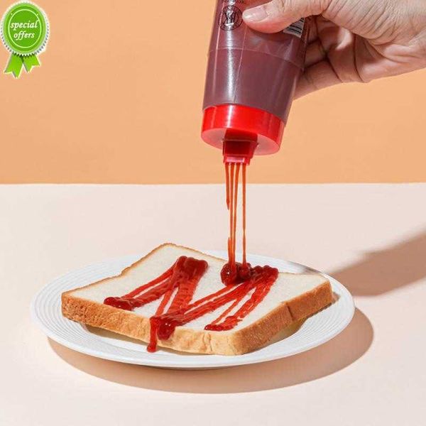 Garrafas de condimento 300ml 4 furos com bicos plástico ketchup mostarda molhos picantes garrafas de azeite acessórios de cozinha