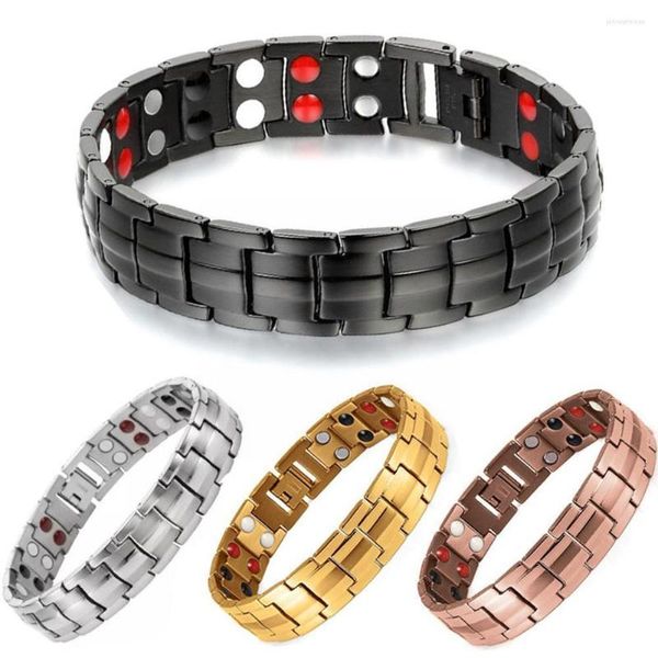 Link Pulseiras Cuidados com a Saúde Pulseira Magnética Perda de Peso Terapia Antifadiga Para Homens Mulheres Artrite Alívio Da Dor Energia Jóias O8B8