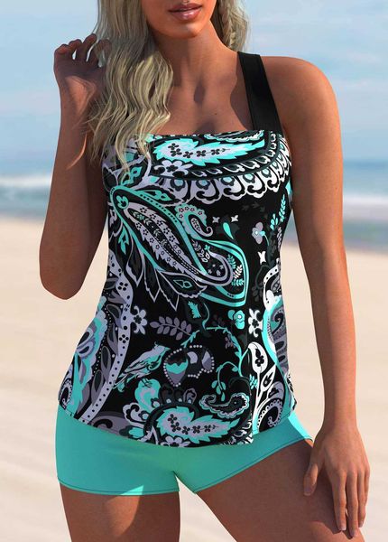 Badebekleidung Bedruckter Tankini 2022 Zweiteiliger Badeanzug Damen mit Shorts Hohe Taille Badebekleidung Fa Badeanzug Mayo Beach Bathers XXXL HKD230628